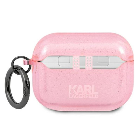 Karl Lagerfeld Choupette Head Glitter - pouzdro na Airpods Pro (růžové)