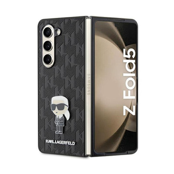 Karl Lagerfeld NFT Saffiano Monogramm Ikonik Pin - Samsung Galaxy Z Fold 5 Gehäuse (schwarz)