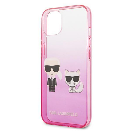 Karl Lagerfeld Gradient Ikonik Karl & Choupette - pouzdro pro iPhone 13 mini (Růžový)