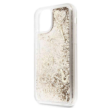 Guess Liquid Glitter Hearts - iPhone 11 Pro tok (arany)