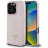 Guess Grainé Hot Stamp Peony Triangle Logo MagSafe - Coque pour iPhone 16 Pro (rose)