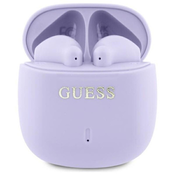 Guess Printed Classic Logo - Bluetooth TWS Sluchátka + Nabíjecí Pouzdro (Fialová)