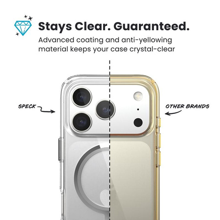 Speck Presidio Perfect Clear MagSafe - iPhone 17 Pro Max Case (Clear / Silver)