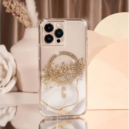 Case-Mate Karat MagSafe - Coque pour iPhone 14 Pro Max décorée avec de l'or (Marbre)