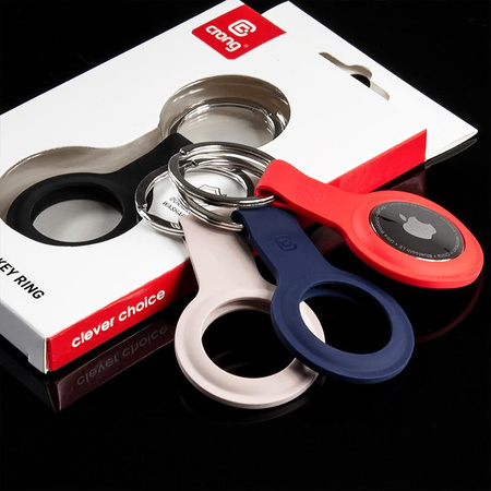 Etui en silicone Crong avec porte-clés - Porte-clés Apple AirTag (rouge)