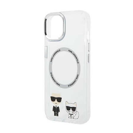 Karl Lagerfeld Karl & Choupette Aluminium MagSafe - pouzdro pro iPhone 14 (průhledné)