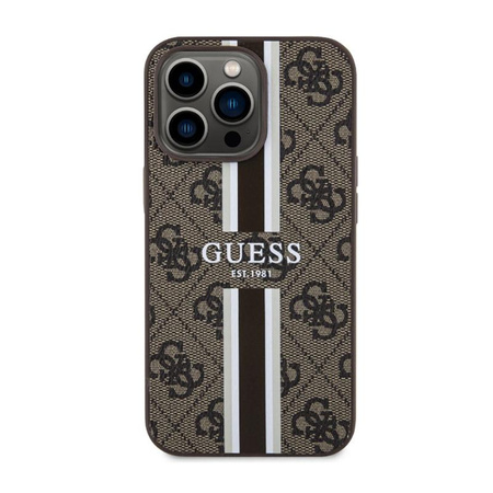 Guess 4G Étui MagSafe à rayures imprimées - iPhone 13 Pro Max (Marron)