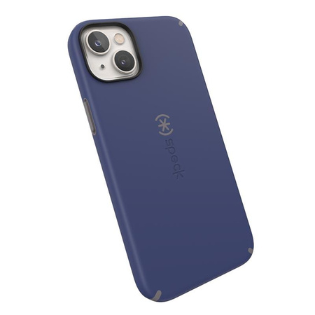 Speck CandyShell Pro + MagSafe - Coque pour iPhone 14 Plus avec revêtement MICROBAN (Bleu Prusse / Gris Nuageux)