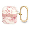 Guess Marble Strap - pouzdro pro Airpods 1/2 generace (růžové)