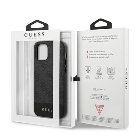 Guess 4G Bottom Stripe Collection - pouzdro pro iPhone 12 / iPhone 12 Pro (šedé)