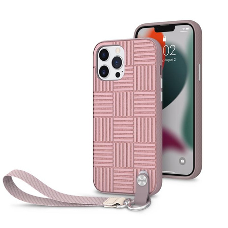 Moshi Altra - tok levehető zsinórral iPhone 13 Pro Max (antibakteriális NanoShield™) (rózsaszín)