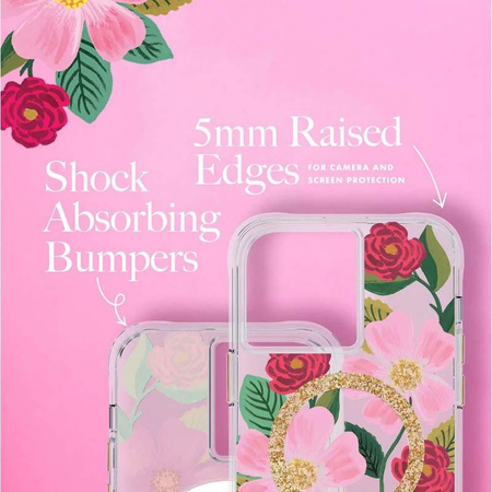 Rifle Paper Clear MagSafe - iPhone 14 Plus Hülle in Gold verziert (Rose Garden)