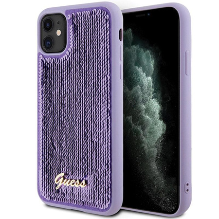 Guess Paillettenschrift Metall - iPhone 11 Hülle (lila)