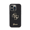 Guess Glitter Script Big 4G - Coque pour iPhone 15 Pro (noir)