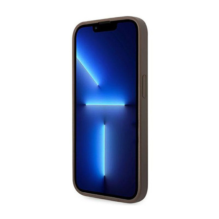 Guess 4G Metal Gold Logo - pouzdro pro iPhone 14 Pro (hnědé)