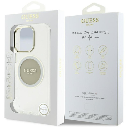 Guess IML Metal Coloured Circle Classic Logo MagSafe - étui pour iPhone 16 Pro Max (gris)