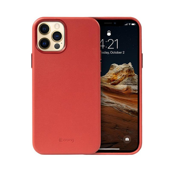 Crong Essential Cover - Bőr tok iPhone 12 Pro Max készülékhez (piros)