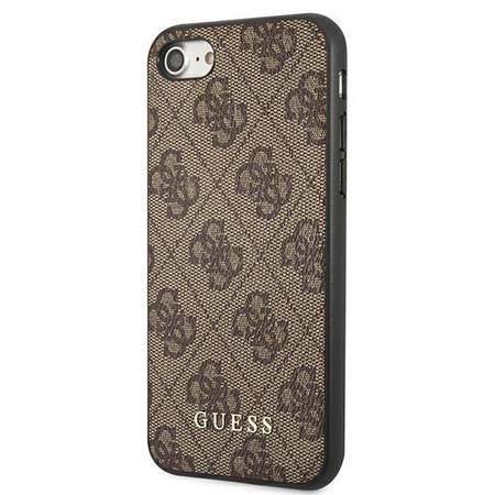 Guess 4G Metal Gold Logo – Etui iPhone SE 2022 / SE 2020 / 8 / 7 (brązowy)