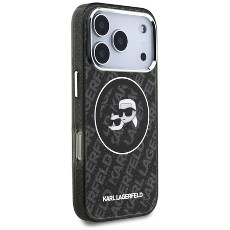 Karl Lagerfeld IML Glitter Karl & Choupette Heads Logo MagSafe - Hülle für iPhone 17 Pro (schwarz)