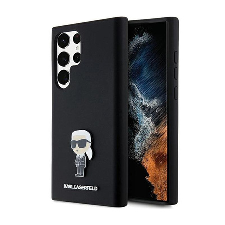 Karl Lagerfeld Silikon Ikonik Metall Pin - Samsung Galaxy S24 Ultra Tasche (schwarz)