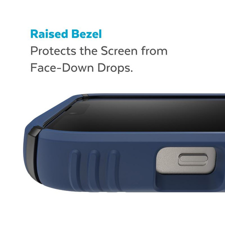 Speck Presidio2 Grip - Anti-Rutsch-Hülle für iPhone 14 / iPhone 13 (Küstenblau / Schwarz / Weiß)