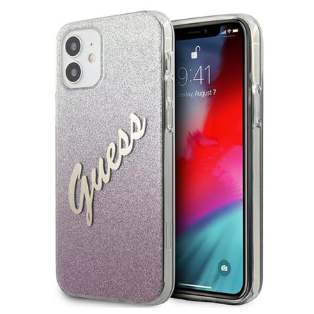 Guess Glitter Gradient Script - Coque pour iPhone 12 mini (rose)