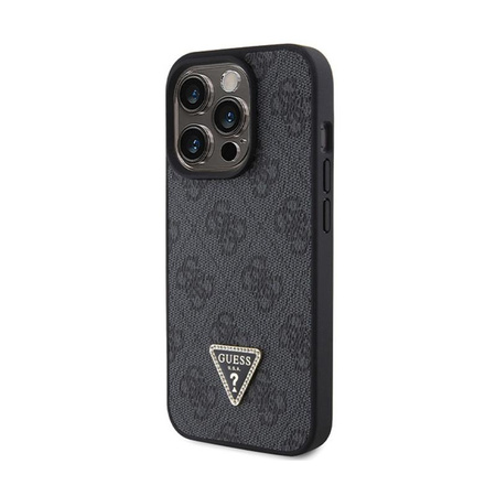 Guess Leather 4G Triangle Strass - Hülle für iPhone 15 Pro Max (schwarz)