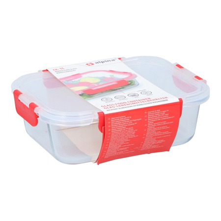 Alpina - Glass food container with lid lunchbox 21x16x6 cm 1 L