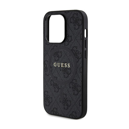 Kožené pouzdro Guess 4G Collection Metal Logo MagSafe - iPhone 14 Pro Max (černé)