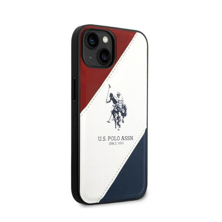 US Polo Assn Tricolor Embossed - pouzdro pro iPhone 14 Plus (bílé)