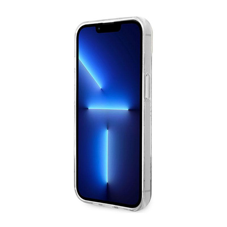 Guess 4G Stripe Script Logo Galvanizovaný vzor - pouzdro na iPhone 14 (růžové)