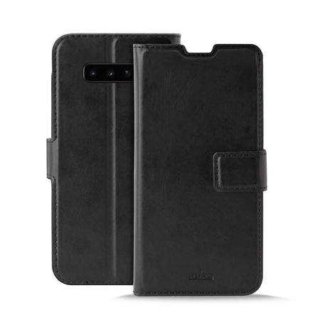 PURO Booklet Wallet Case - pouzdro pro Samsung Galaxy S10+ s kapsami na karty + stojánek (černé)