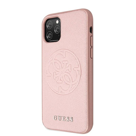 Guess Saffiano 4G Circle Logo - Etui iPhone 11 Pro Max (różowy)
