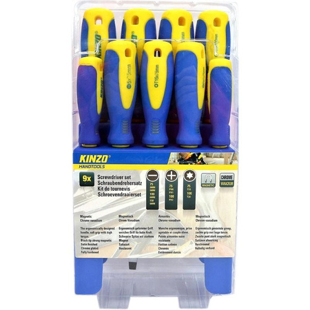 Kinzo - Set aus 9 solide verarbeiteten Schraubendrehern/Schraubenziehern