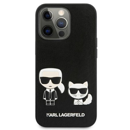 Karl Lagerfeld PU Leather Karl & Choupette Embossed - Coque iPhone 13 Pro Max (noir)