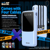 WEKOME WP-10 Pop Digital Series - Power bank 20000 mAh z wbudowanym kablem USB-C / Lightning / Micro USB / USB-A (Czarny)