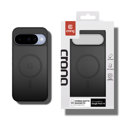 Custodia Crong Hybrid Matte Magnetic - MagSafe per Google Pixel 10 (Nero)