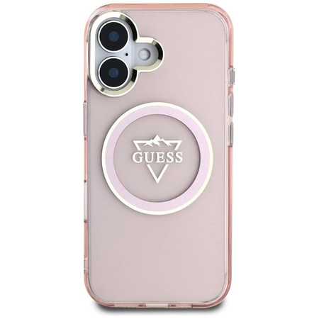 Guess IML Metal Mountain Logo MagSafe - Hülle für iPhone 16 (rosa)