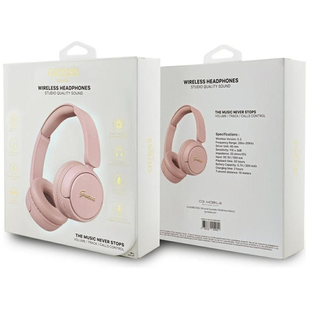 Guess Metal Logo Script - Wireless Over-Ear Headphones Bluetooth V5.3 (pink)