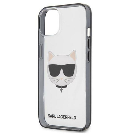Karl Lagerfeld Choupette Head - iPhone 13 mini tok (átlátszó / fekete keret)
