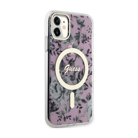 Guess Flower MagSafe - iPhone 11 Tasche (Rosa)