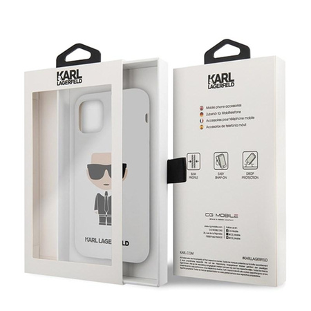 Pouzdro Karl Lagerfeld Fullbody Silicone Iconic - iPhone 11 Pro Max (bílé)