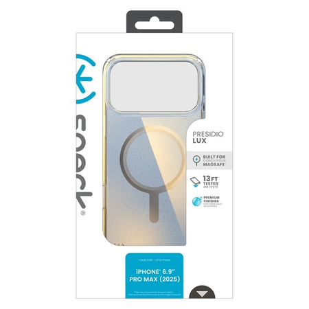 Pouzdro Speck Presidio Lux MagSafe - iPhone 17 Pro Max (zrcadlově třpytivé / stříbrná metalíza)