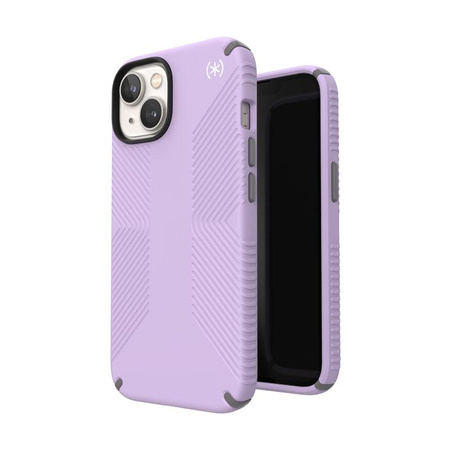 Speck Presidio2 Grip - Non-slip iPhone 14 / iPhone 13 case (Spring Purple / Cloudygrey / White)