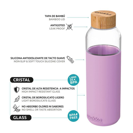 Quokka Flow - Bouteille d'eau en verre 660 ml (Lilas)