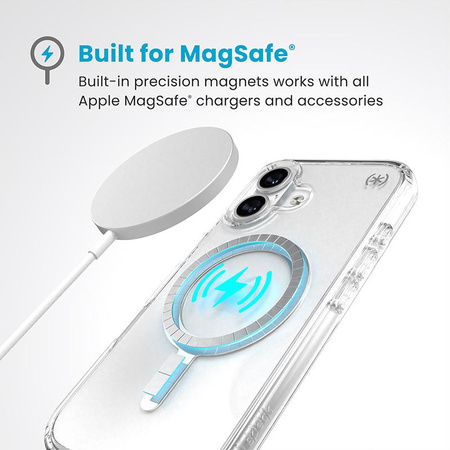 Speck Presidio Perfect-Clear MagSafe - iPhone 16 Gehäuse (Klar / Chrom-Finish / Serene Silber)
