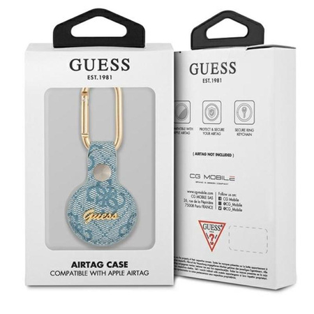Guess 4G Vintage Script - Etui AirTag (niebieski)