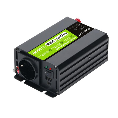 Green Cell - Měnič DUO 12V/24V na 230V 300W/600W Modifikovaný sinusový měnič napětí