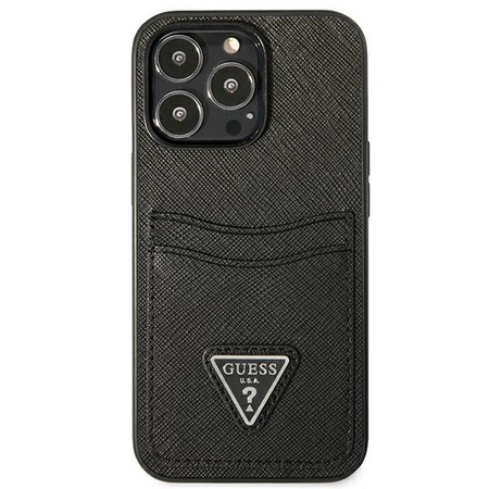 Guess Saffiano Double Card Triangle - iPhone 13 Pro Tasche (schwarz)