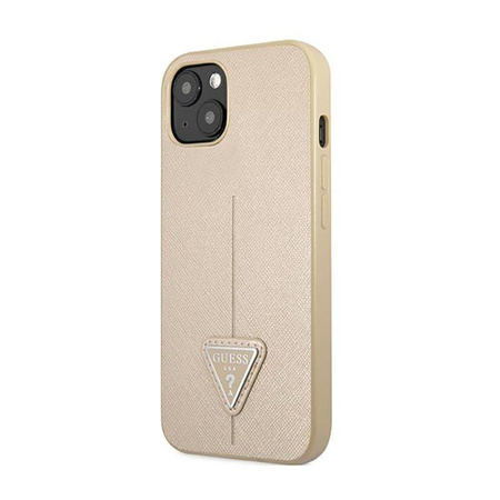 Guess Saffiano Triangle Logo Case - pouzdro pro iPhone 13 mini (béžové)